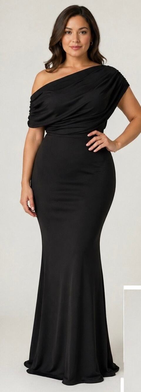 OYS Elegant Sleeveless Black Off Shoulder Mermaid Gown L Scuba Formal Dress